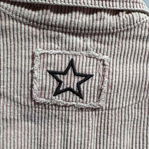 Distressed Corduroy Crop Denim Jacket- powder, Rose - Picture 7 of 9